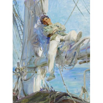 №3525 Sleeping Sailor - Henry Scott Tuke. Μοναδικός πίνακας σε καμβά, με εντυπωσιακές χειροποίητες 3D πινελιές. Δημιουργείται αποκλειστικά για εσάς, κατόπιν παραγγελίας