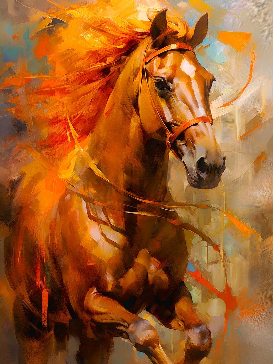 №3527 Horse II. Μοναδικός πίνακας σε καμβά, με εντυπωσιακές χειροποίητες 3D πινελιές. Δημιουργείται αποκλειστικά για εσάς, κατόπιν παραγγελίας