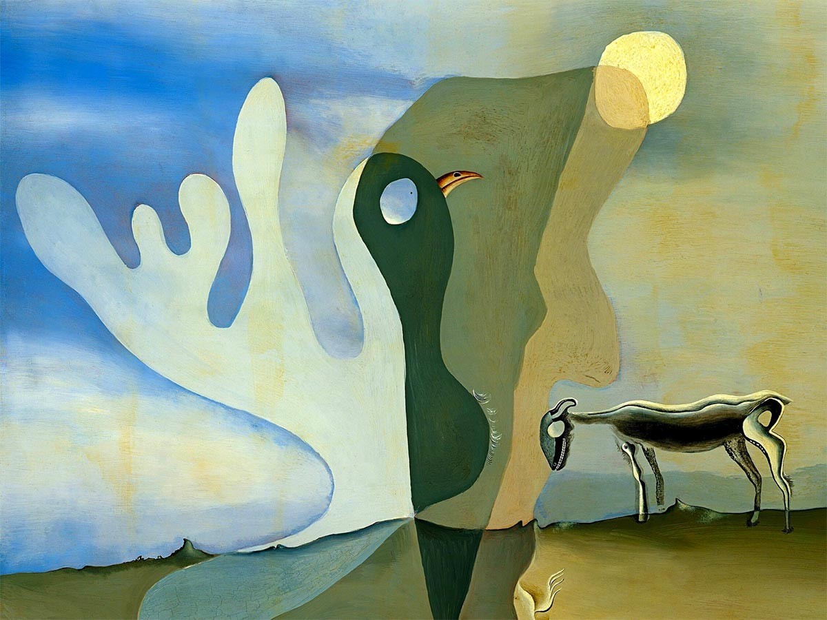 №3590 The Ram The Spectral Cow - Salvador Dali. Μοναδικός πίνακας σε καμβά, με εντυπωσιακές χειροποίητες 3D πινελιές. Δημιουργείται αποκλειστικά για εσάς, κατόπιν παραγγελίας