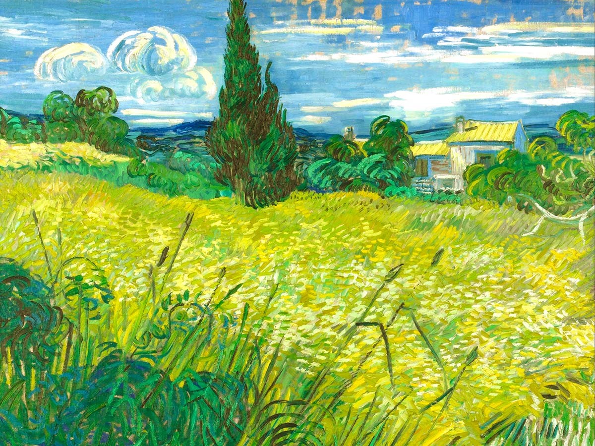 №3705 Vincent van Gogh - Green Field. Μοναδικός πίνακας σε καμβά, με εντυπωσιακές χειροποίητες 3D πινελιές. Δημιουργείται αποκλειστικά για εσάς, κατόπιν παραγγελίας