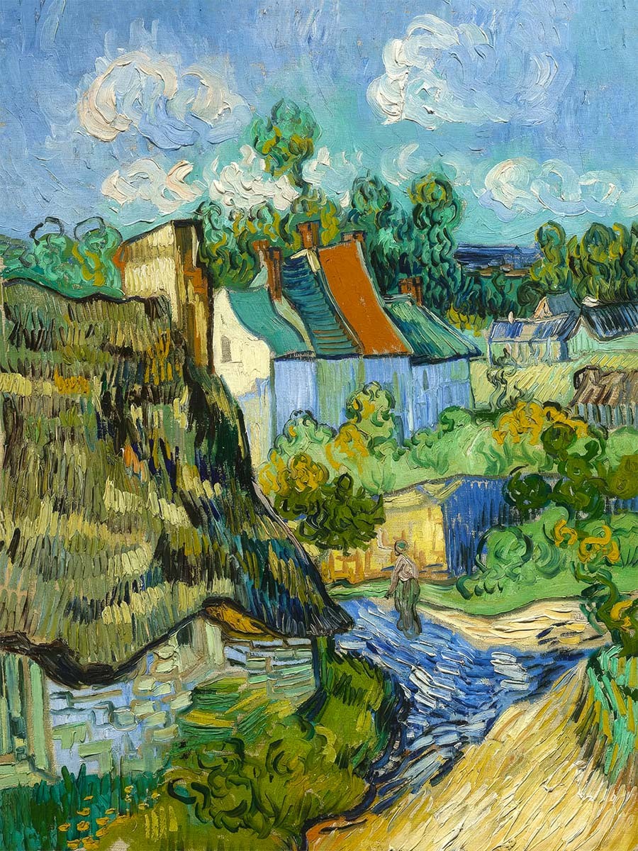 №3710 Vincent van Gogh - Houses in Auvers. Μοναδικός πίνακας σε καμβά, με εντυπωσιακές χειροποίητες 3D πινελιές. Δημιουργείται αποκλειστικά για εσάς, κατόπιν παραγγελίας