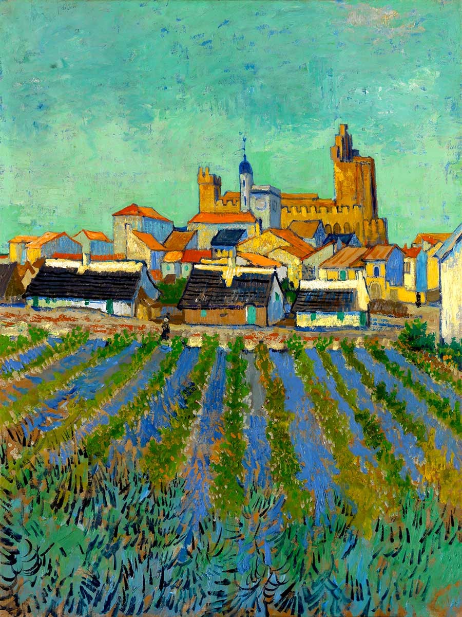 №3748 Vincent van Gogh - View of Saintes Maries De La Mer. Μοναδικός πίνακας σε καμβά, με εντυπωσιακές χειροποίητες 3D πινελιές. Δημιουργείται αποκλειστικά για εσάς, κατόπιν παραγγελίας