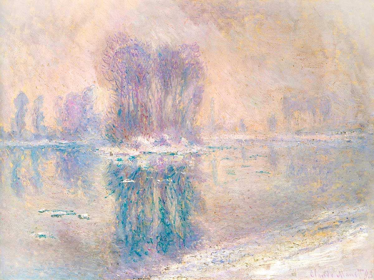 №3780 Claude Monet - Ice Floes. Μοναδικός πίνακας σε καμβά, με εντυπωσιακές χειροποίητες 3D πινελιές. Δημιουργείται αποκλειστικά για εσάς, κατόπιν παραγγελίας
