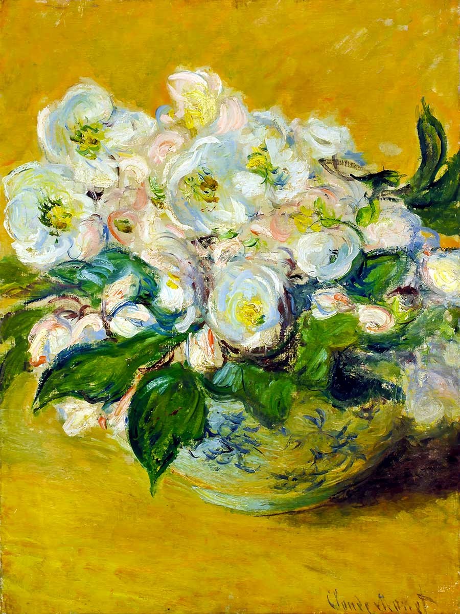 №3787 Claude Monet - Christmas-roses. Μοναδικός πίνακας σε καμβά, με εντυπωσιακές χειροποίητες 3D πινελιές. Δημιουργείται αποκλειστικά για εσάς, κατόπιν παραγγελίας