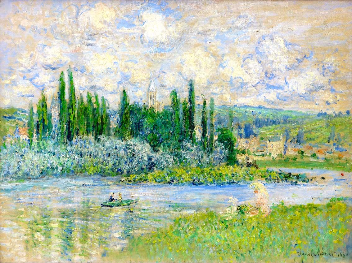 №3818 Claude Monet - Veduta di Vetheuil sur Seine. Μοναδικός πίνακας σε καμβά, με εντυπωσιακές χειροποίητες 3D πινελιές. Δημιουργείται αποκλειστικά για εσάς, κατόπιν παραγγελίας