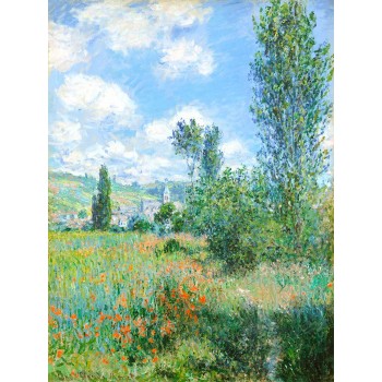 №3820 Claude Monet - View of Vetheuil II. Μοναδικός πίνακας σε καμβά, με εντυπωσιακές χειροποίητες 3D πινελιές. Δημιουργείται αποκλειστικά για εσάς, κατόπιν παραγγελίας