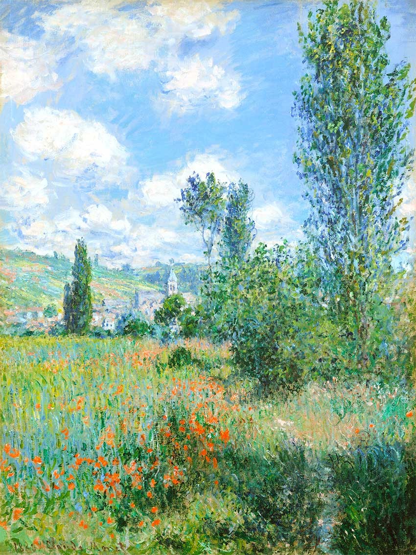 №3820 Claude Monet - View of Vetheuil II. Μοναδικός πίνακας σε καμβά, με εντυπωσιακές χειροποίητες 3D πινελιές. Δημιουργείται αποκλειστικά για εσάς, κατόπιν παραγγελίας
