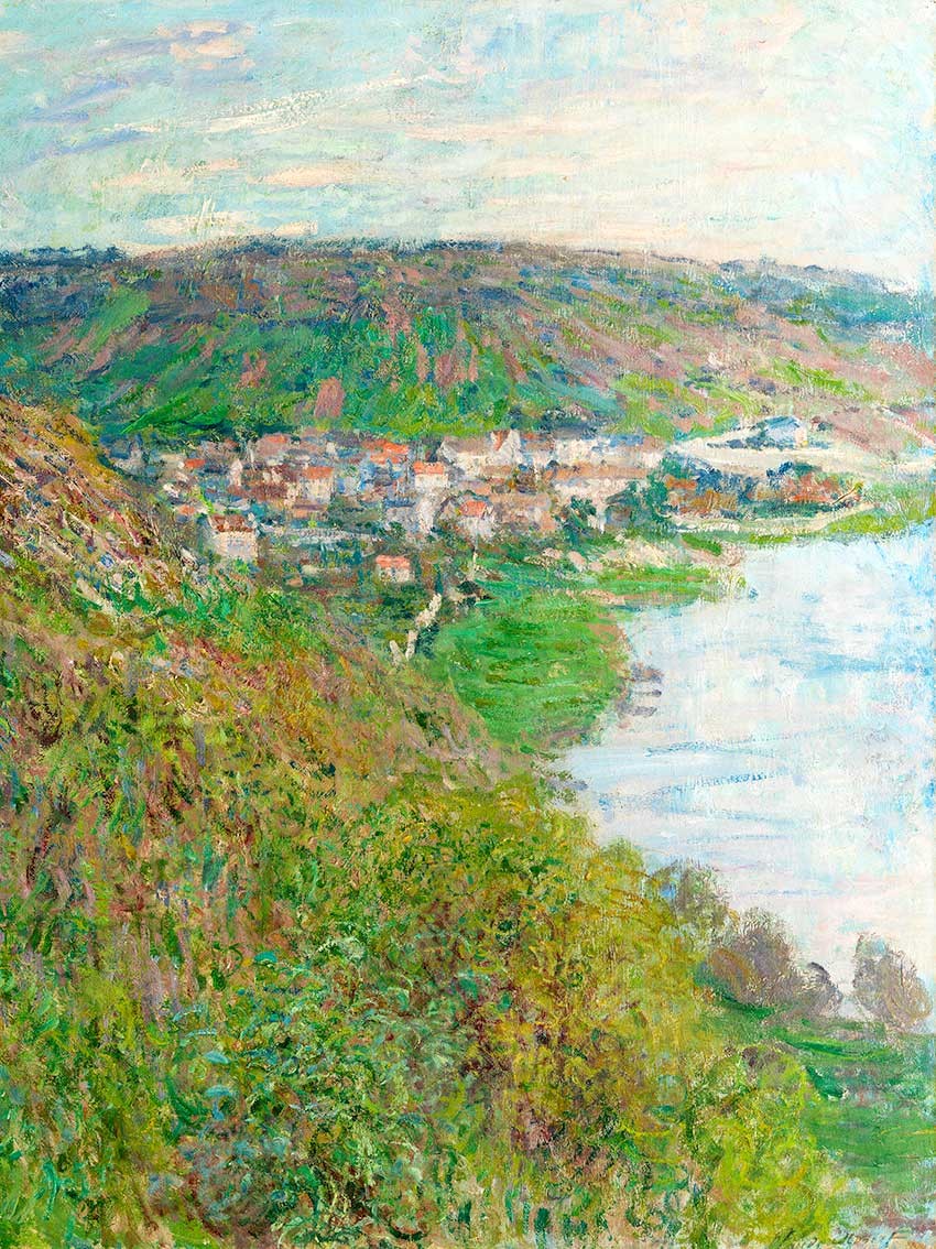 №3823 Claude Monet - View of Vetheuil.  Μοναδικός πίνακας σε καμβά, με εντυπωσιακές χειροποίητες 3D πινελιές. Δημιουργείται αποκλειστικά για εσάς, κατόπιν παραγγελίας