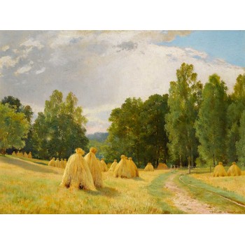 №3827 Ivan Shishkin - Haystacks. Μοναδικός πίνακας σε καμβά, με εντυπωσιακές χειροποίητες 3D πινελιές. Δημιουργείται αποκλειστικά για εσάς, κατόπιν παραγγελίας