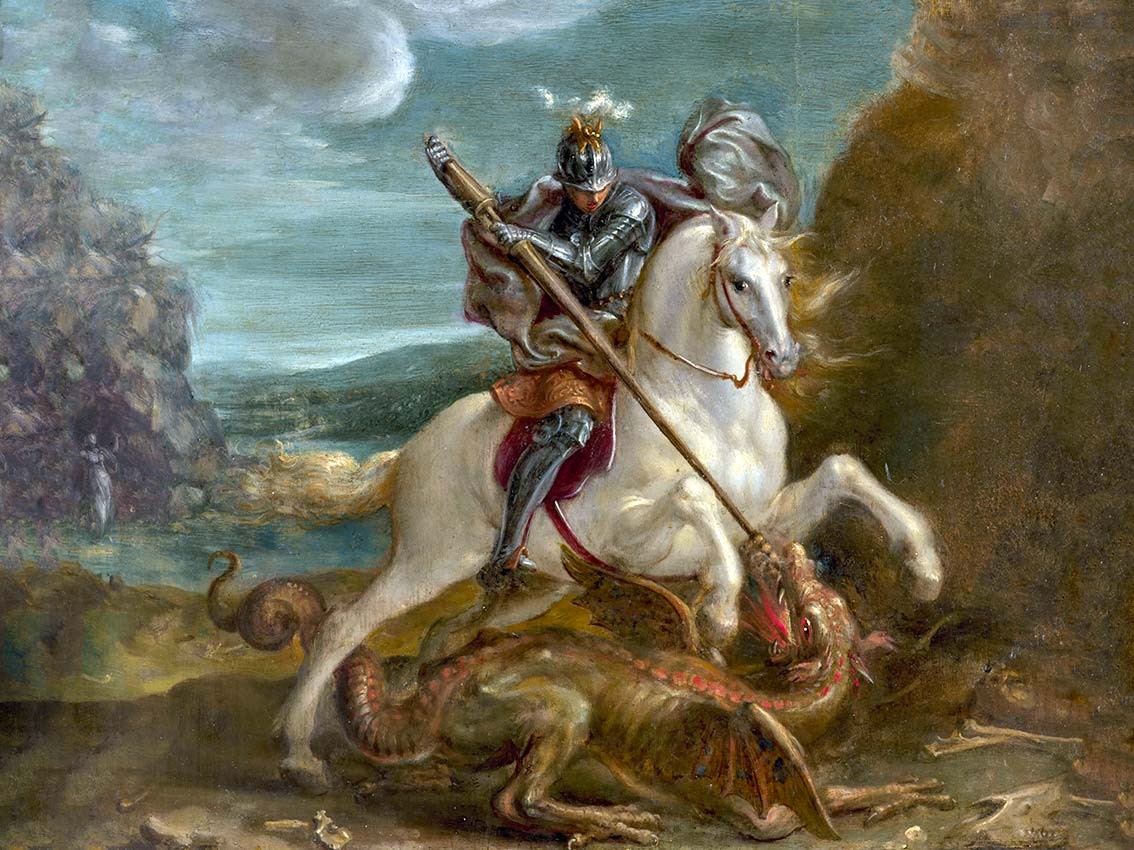 №3833 Saint George slaying the dragon. 