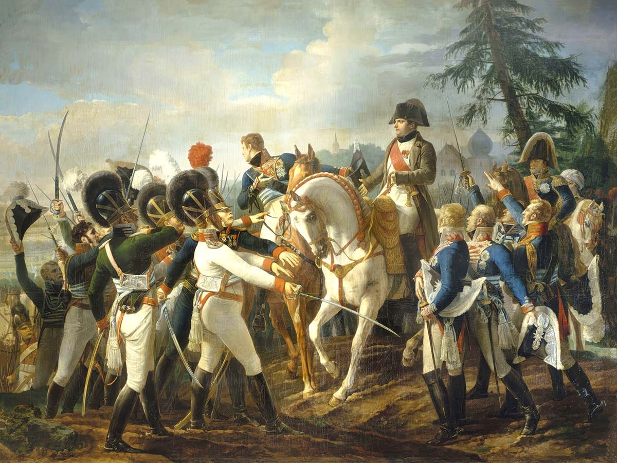 №3843 Napoleon Bonaparte and the Bavarian and Wurttemberg troops in Abensberg. 