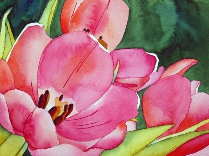 №0051, Red tulips. Μοναδικός πίνακας σε καμβά, με εντυπωσιακές χειροποίητες 3D πινελιές. Δημιουργείται αποκλειστικά για εσάς, κατόπιν παραγγελίας