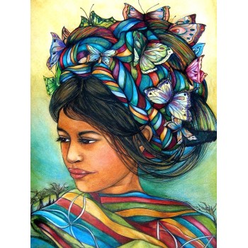 №0068, Butterfly hat. Μοναδικός πίνακας σε καμβά, με εντυπωσιακές χειροποίητες 3D πινελιές. Δημιουργείται αποκλειστικά για εσάς, κατόπιν παραγγελίας