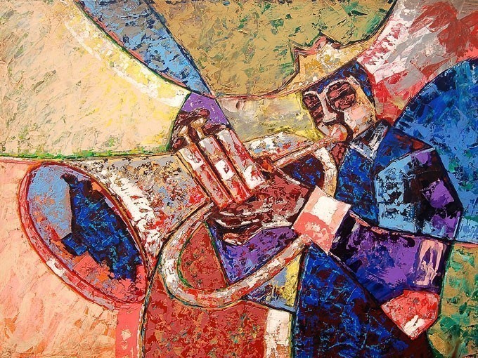 №0087, Jazzman. Μοναδικός πίνακας σε καμβά, με εντυπωσιακές χειροποίητες 3D πινελιές. Δημιουργείται αποκλειστικά για εσάς, κατόπιν παραγγελίας