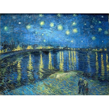 №0174, Starry night over Rhone. Μοναδικός πίνακας σε καμβά, με εντυπωσιακές χειροποίητες 3D πινελιές. Δημιουργείται αποκλειστικά για εσάς, κατόπιν παραγγελίας