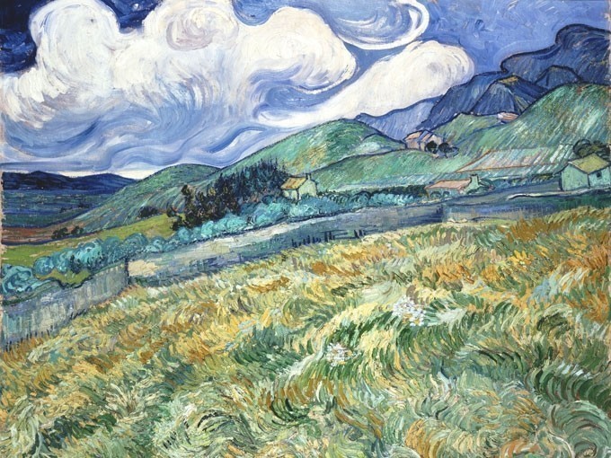 №0204, View of Saint Remy, Van Gogh. Μοναδικός πίνακας σε καμβά, με εντυπωσιακές χειροποίητες 3D πινελιές. Δημιουργείται αποκλειστικά για εσάς, κατόπιν παραγγελίας