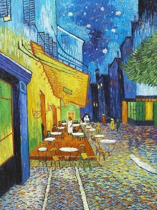 №0207, Night Cafe, Van Gogh. Μοναδικός πίνακας σε καμβά, με εντυπωσιακές χειροποίητες 3D πινελιές. Δημιουργείται αποκλειστικά για εσάς, κατόπιν παραγγελίας